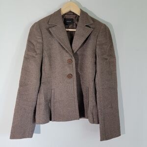 A-K-R-I-S Women Ash Brown/Gray Linen Flax Blend Blazer Sz 8 Two Button Lined